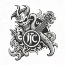 letters ICP with salsa instruments around it tattoo design idea