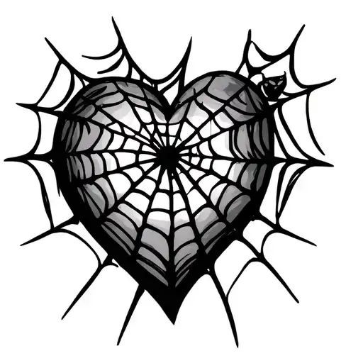 Heart with spider webs tattoo design idea