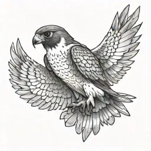 Peregrine Falcon with clear wings and features tattoo design idea
