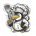 chef penguin tattoo design idea