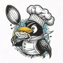 chef penguin tattoo design idea