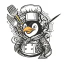 chef penguin tattoo design idea