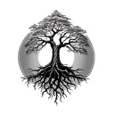 willow tree and roots tattoo design idea