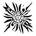 geometric lines representing the solar system leading to Maori tamoko gor tuwharetoa tribe tattoo design idea