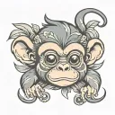Baby Monkey Head tattoo design idea