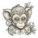 Baby Monkey Head tattoo design idea
