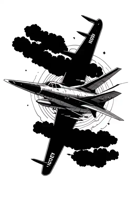 A plane of jet shadow paper tattoo design idea