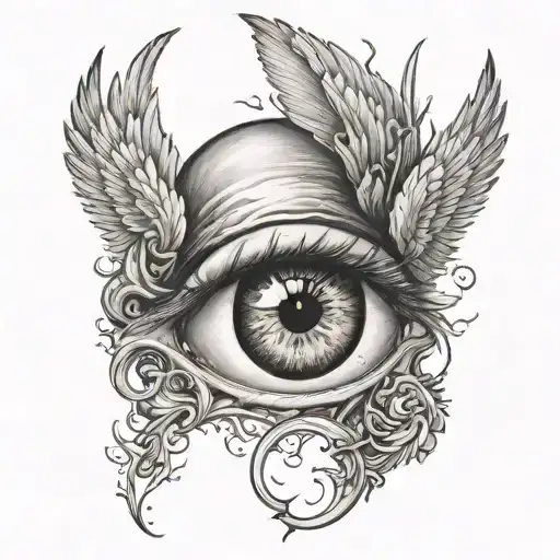 Lucifer eye fallen angel tattoo design idea