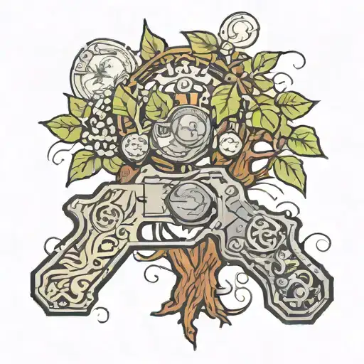glock and money tree growing tattoo design idea