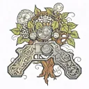 glock and money tree growing tattoo design idea