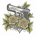 glock and money tree growing tattoo design idea