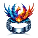 Phoenix wedding ring finger tattoo design idea