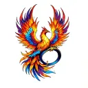 Phoenix wedding ring finger tattoo design idea
