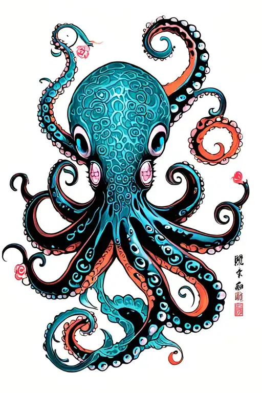 Japanese Style Octopus tattoo design idea