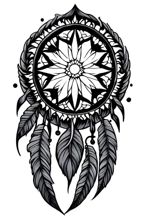Tribal Star Dream Catch tattoo design idea