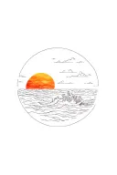 ocean sunrise integrated tattoo design idea