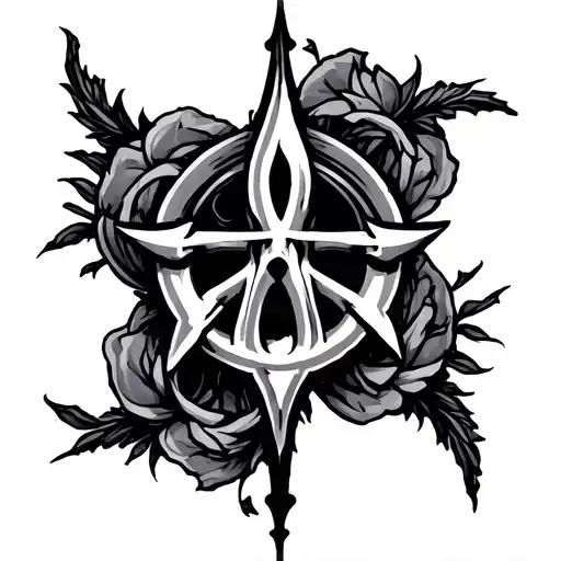 666 symbols incorporated tattoo design idea