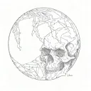  A skull partially obscured by shadows, creating a haunting, mysterious look, with dark shading and high contrast to add tattoo design idea