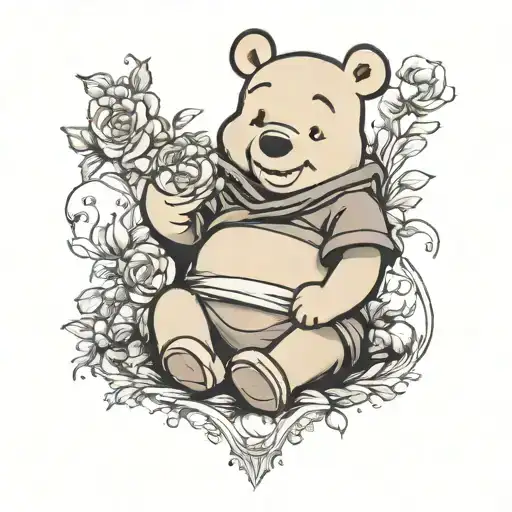 winnie the pooh holding tattoo design idea