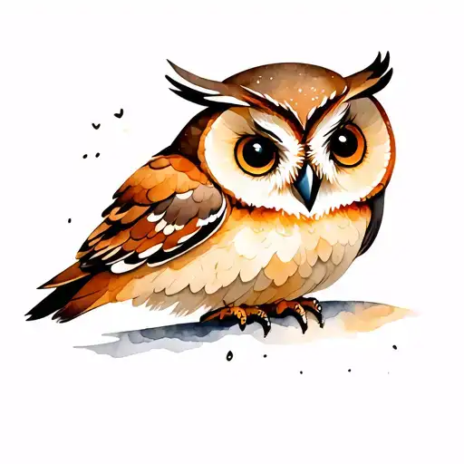 cute small owl tattoo design idea
