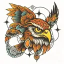 hawk and third eye tattoo design idea