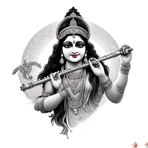 krishna flute tattoo design idea