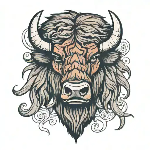 Bison Head tattoo design idea