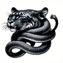 old school snake wrapping a panther tattoo design idea