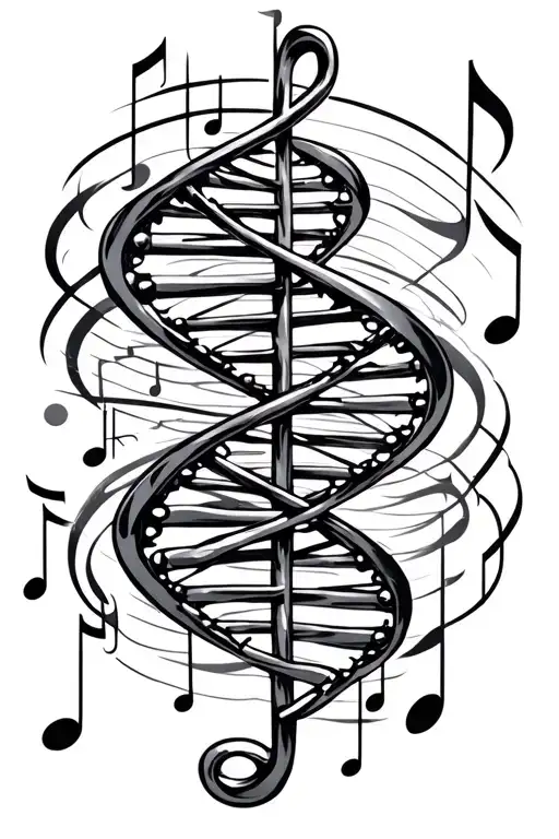 Music notes and DNA tattoo design idea