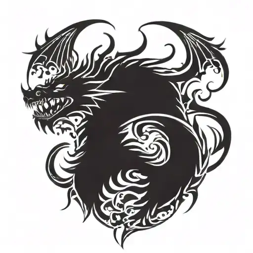 100 demon beasts icons inside dragon scales forearm tattoo design idea
