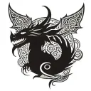 100 demon beasts icons inside dragon scales forearm tattoo design idea