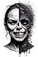 split personality anger issues tattoo design idea