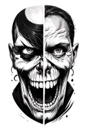 split personality anger issues tattoo design idea