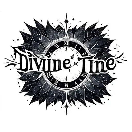 Can you please show me a design of the words “divine time” on the left wrist and maybe with some sparkles/stars? Thank y tattoo design idea