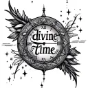 Can you please show me a design of the words “divine time” on the left wrist and maybe with some sparkles/stars? Thank y tattoo design idea