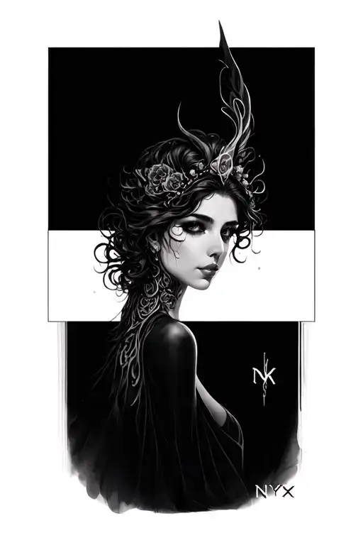 nyx goddess tattoo design idea