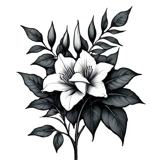 fine line, ivy leaves, gladiolus tattoo design idea