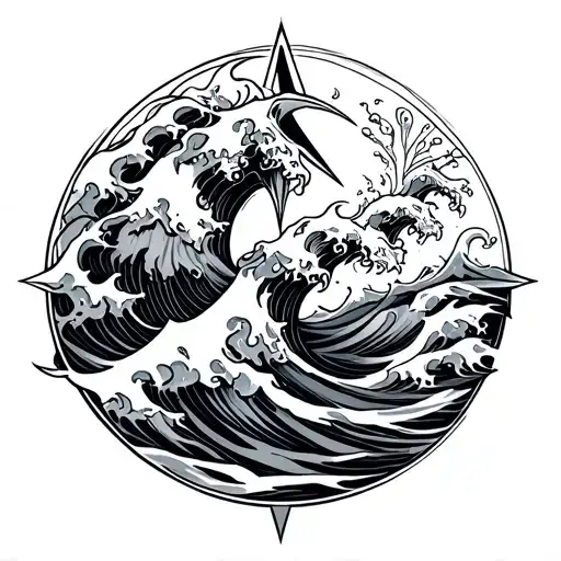 Compas Neptun Waves tattoo design idea