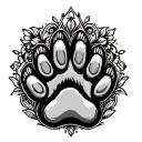 pet paw print surrounded with designs around it to honor the pet tattoo design idea