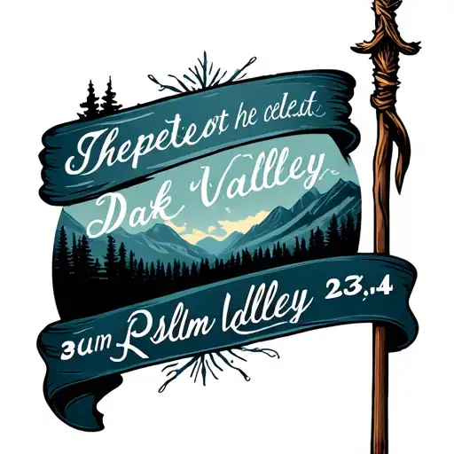"Psalm 23:4" dark valley with shepherd's rod and staff guiding tattoo design idea