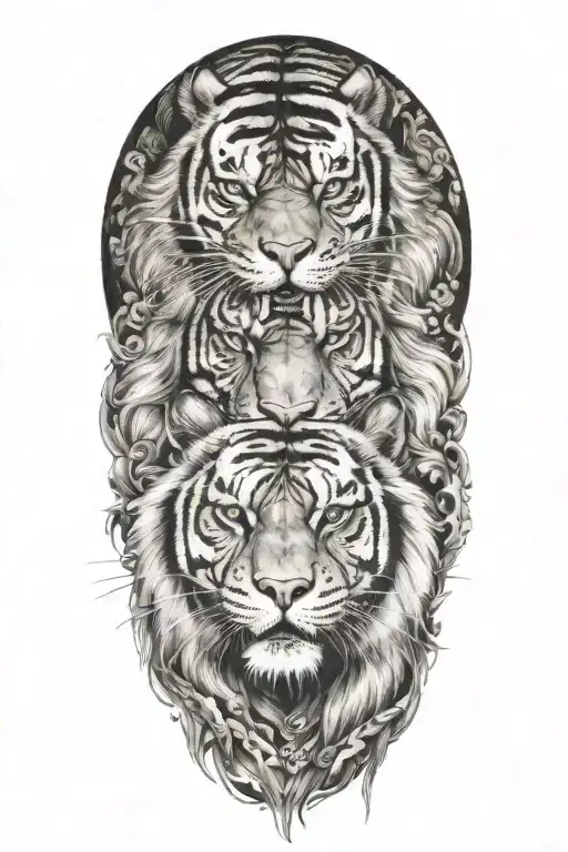 Persian warrior fused with a tiger tattoo design idea