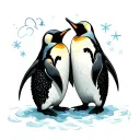 two penguins holding hands tattoo design idea