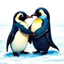 two penguins holding hands tattoo design idea