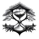 Tree Hourglass tattoo design idea