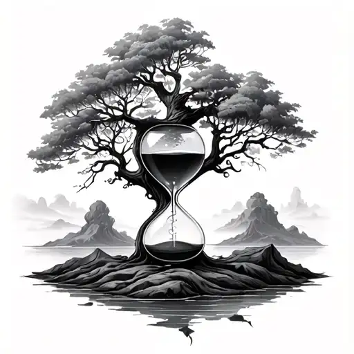 Tree Hourglass tattoo design idea