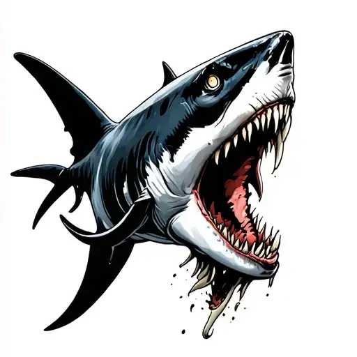 zombie shark emerging tattoo design idea