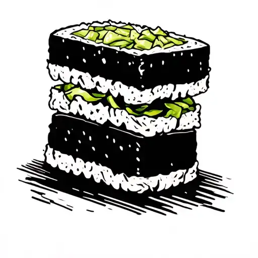 Spam musubi man tattoo design idea
