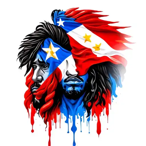 Taino with Puerto Rican flag intertwined tattoo design idea