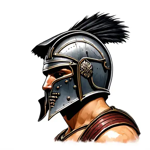 Gladiator with helmet tattoo design idea