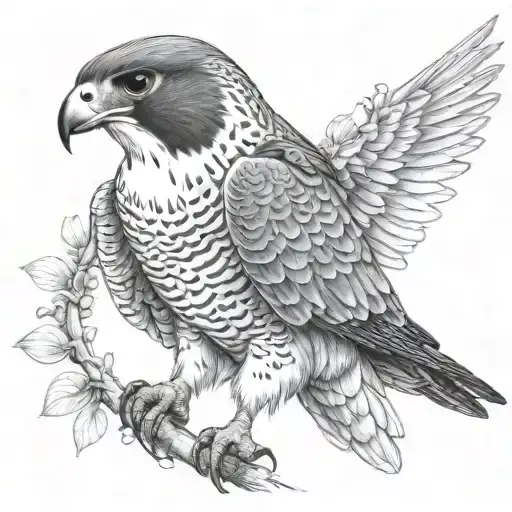 peregrine falcon hunting in flight tattoo design idea